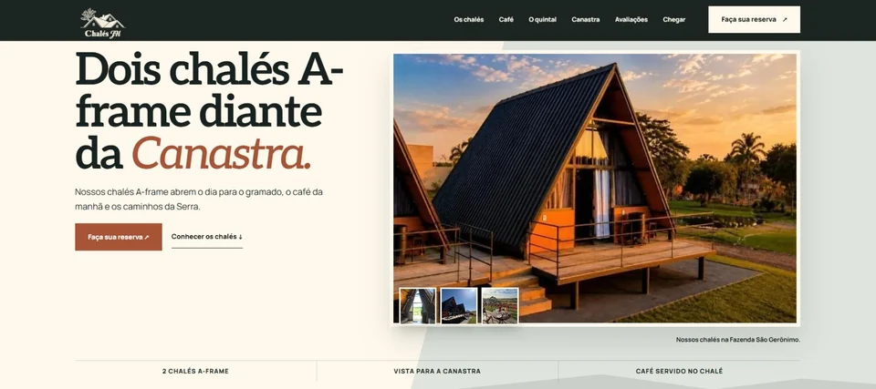 Capture de la page d’accueil: Chalés JH