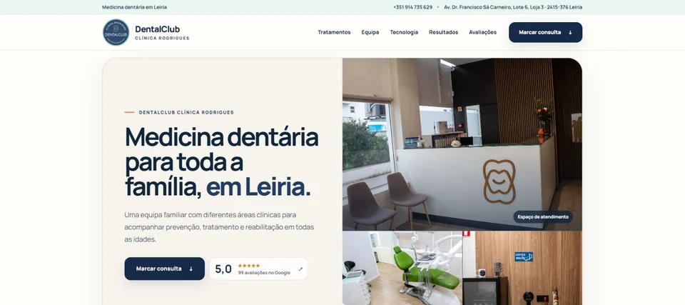 Capture de la page d’accueil: Clínica Rodrigues