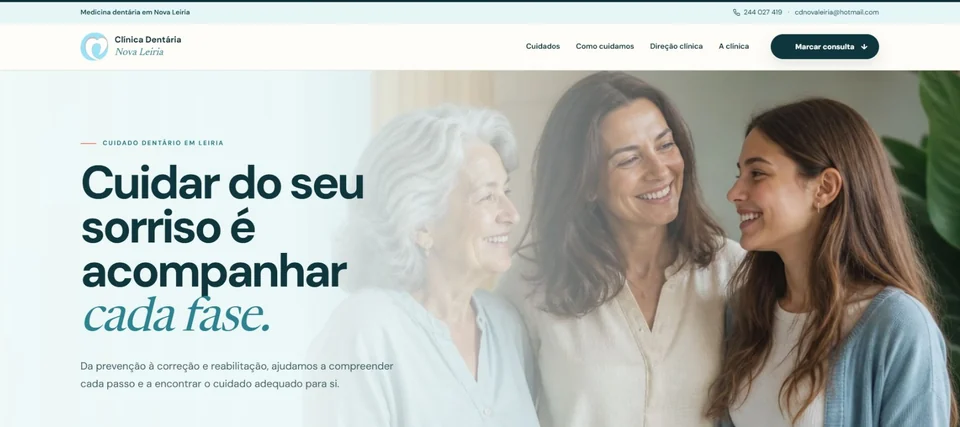 Capture de la page d’accueil: Clínica Dentária Nova Leiria