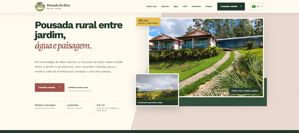 Capture de la page d’accueil: Pousada do Altar